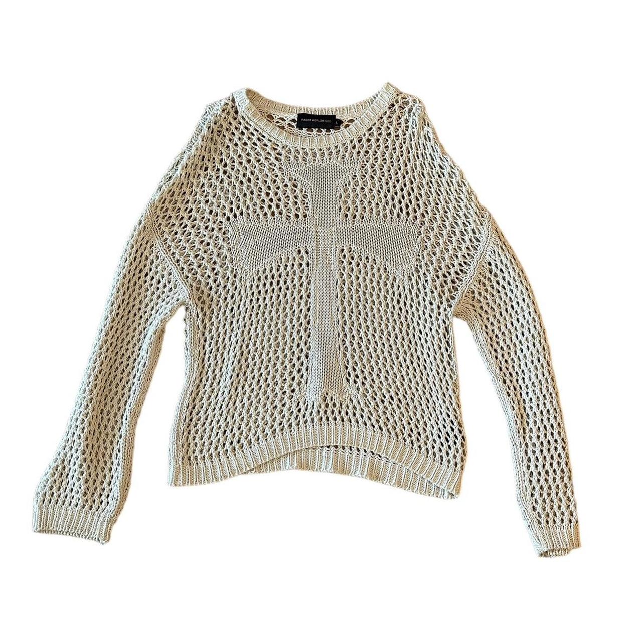 Racer worldwide open knit cross sweater Only worn a... Depop