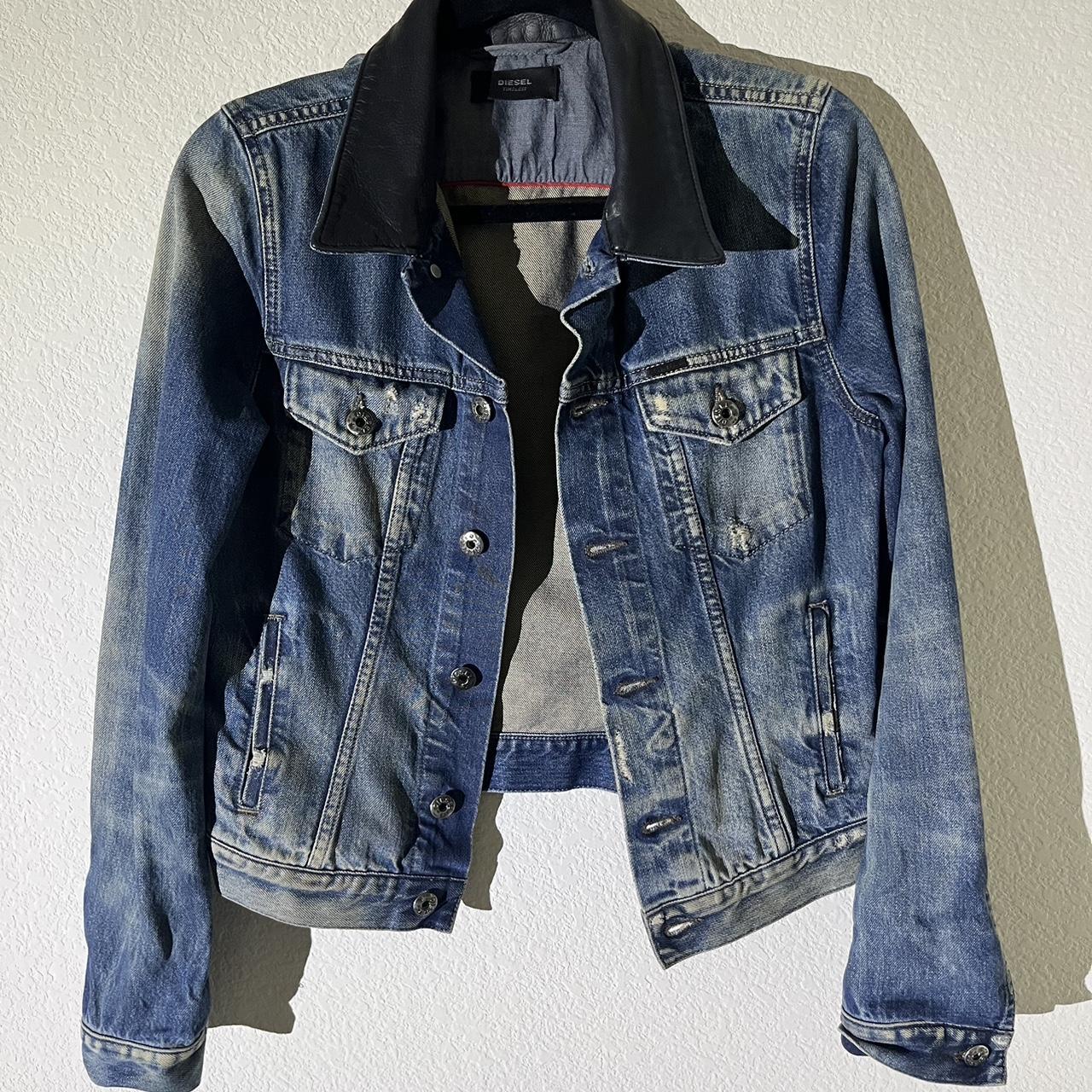 Diesel Denim Jacket XS, Leather collar