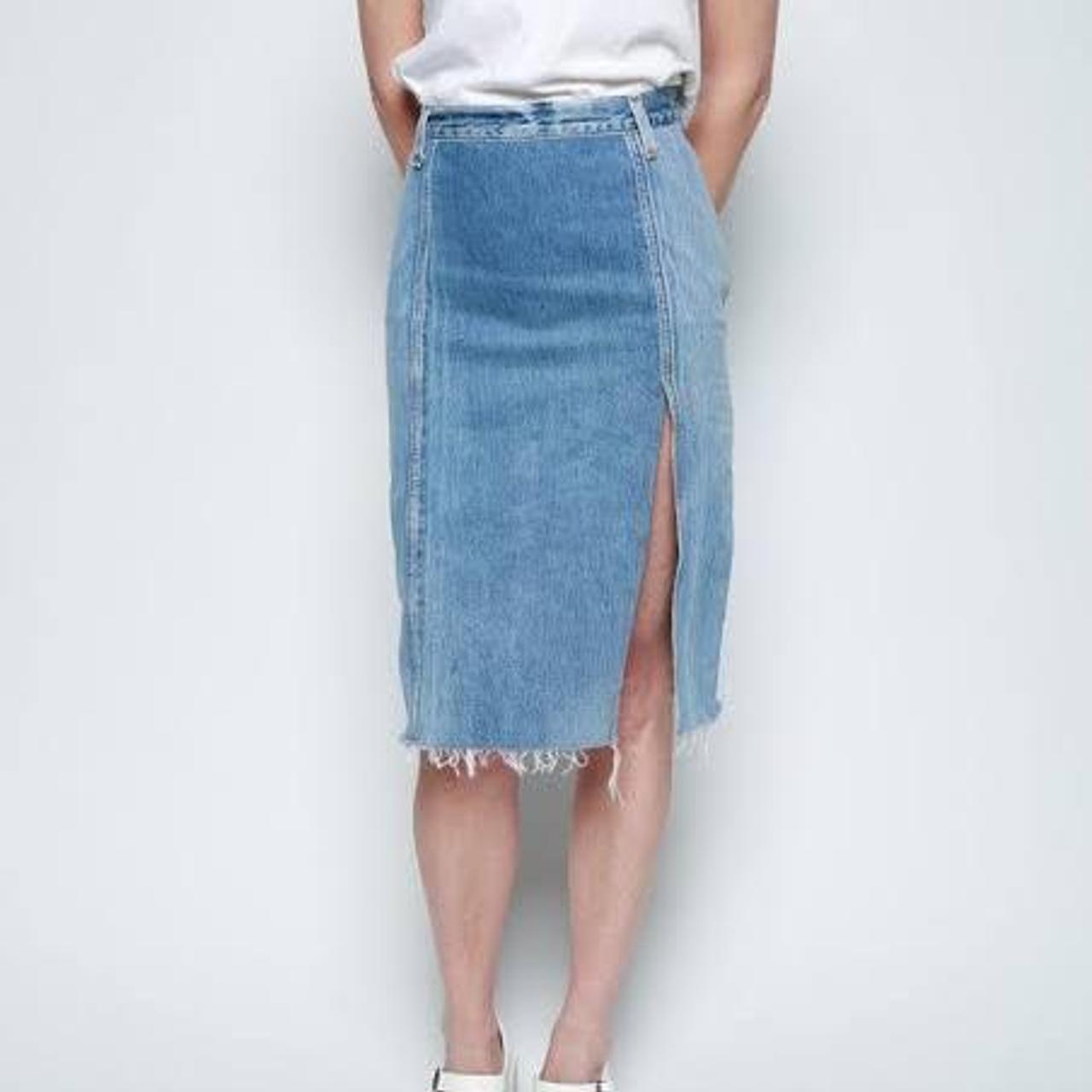 Re/Done denim skirt, never worn! Size 28, excellent... - Depop