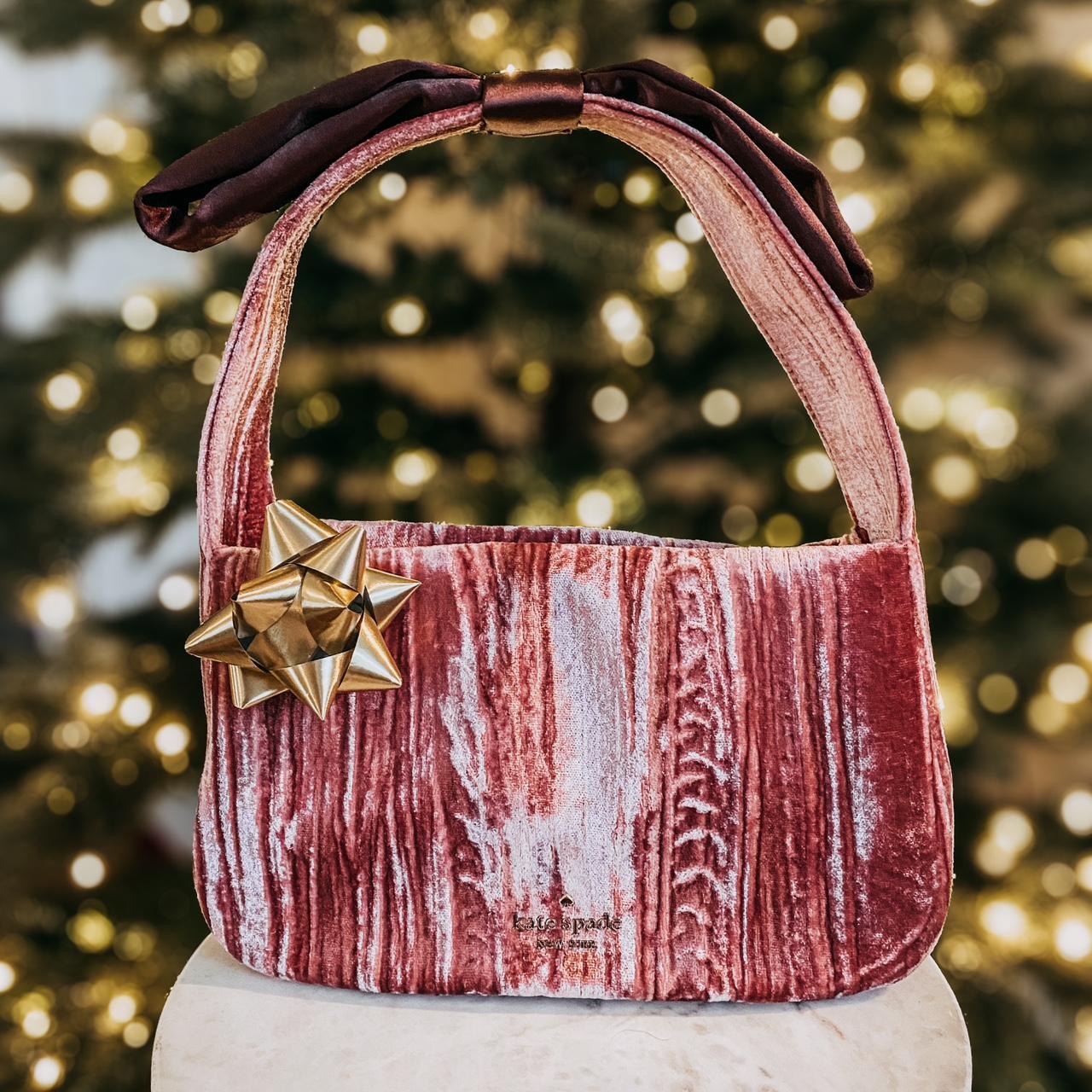 LIMITED EDITION KATE SPADE VELVET BOW HOLIDAY BAG