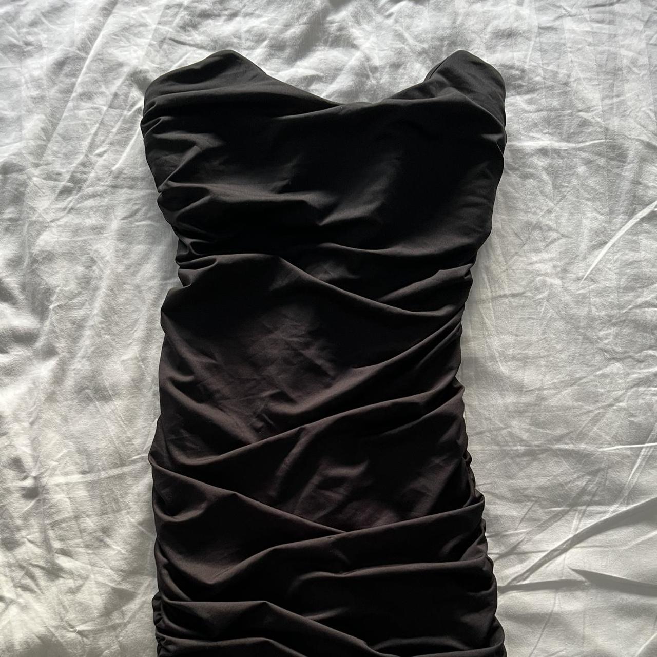 Oh Polly black ruched dress in great condition, only... - Depop