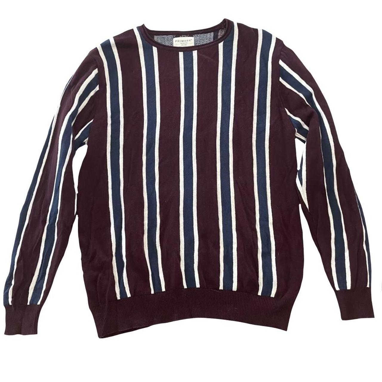 Primark Men's Burgundy and Navy Jumper Depop