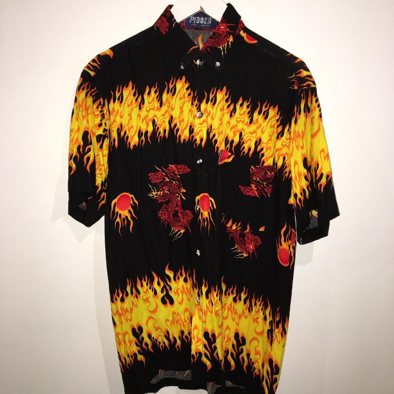 Guy Fieri lookin button up shirt Flame design on - Depop