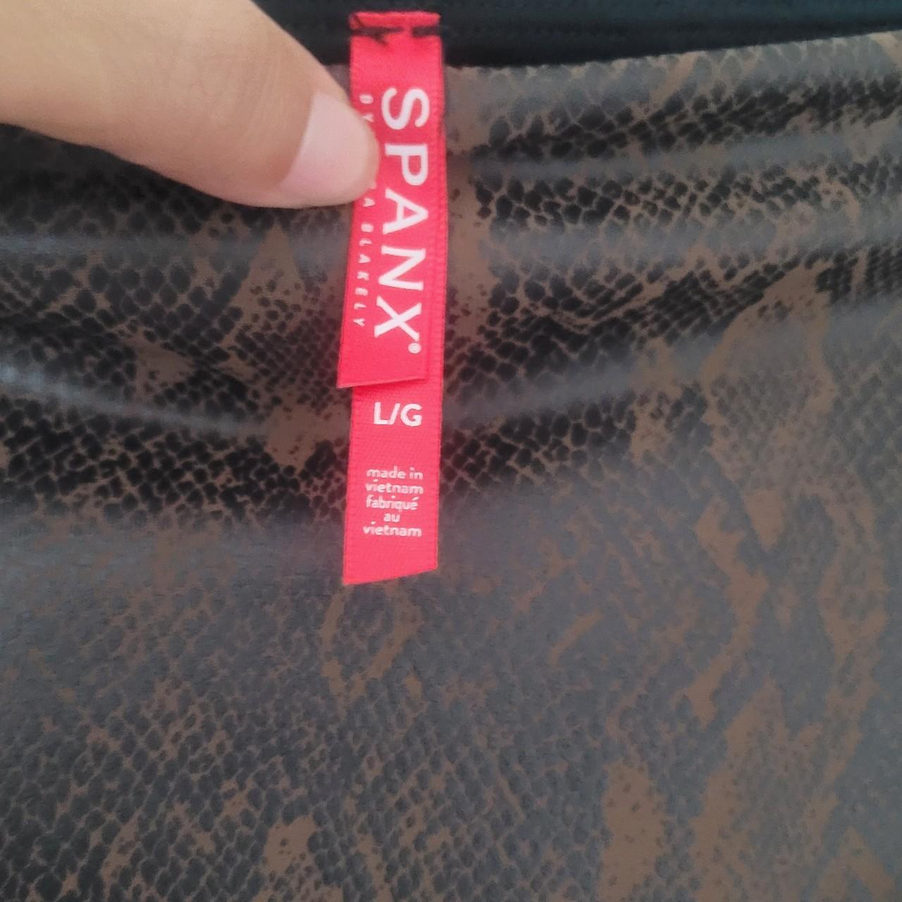 Spanx Leggings Faux Leather Snakeskin Print Brown - Depop