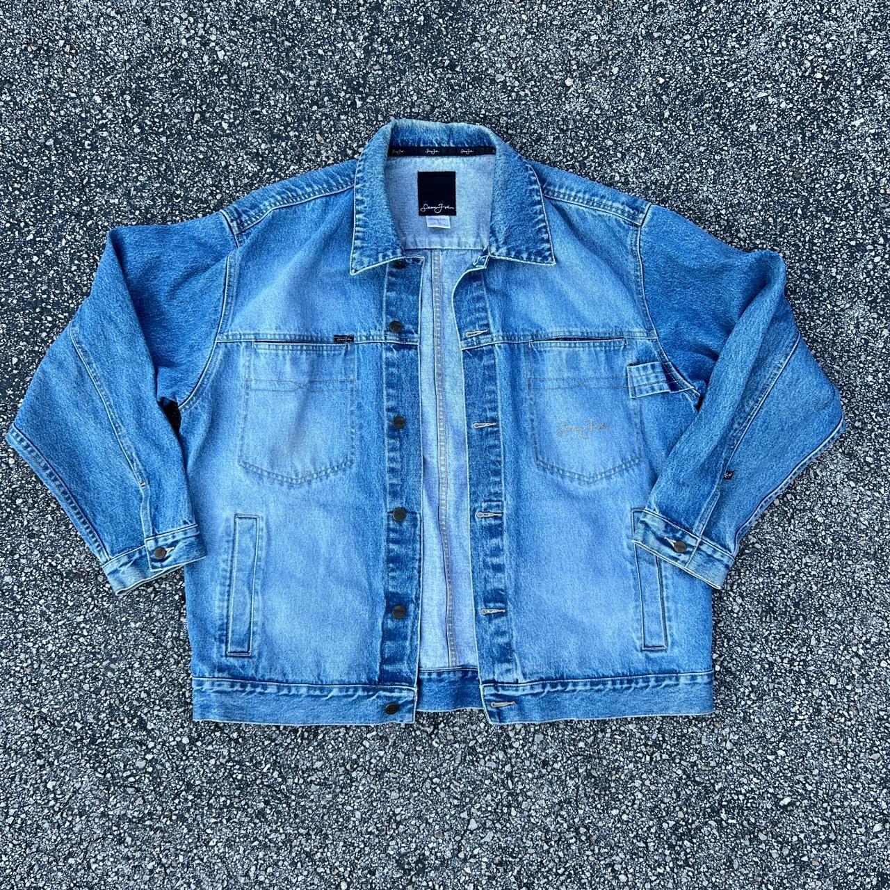 Vintage Sean John light wash denim jean jacket Size... - Depop