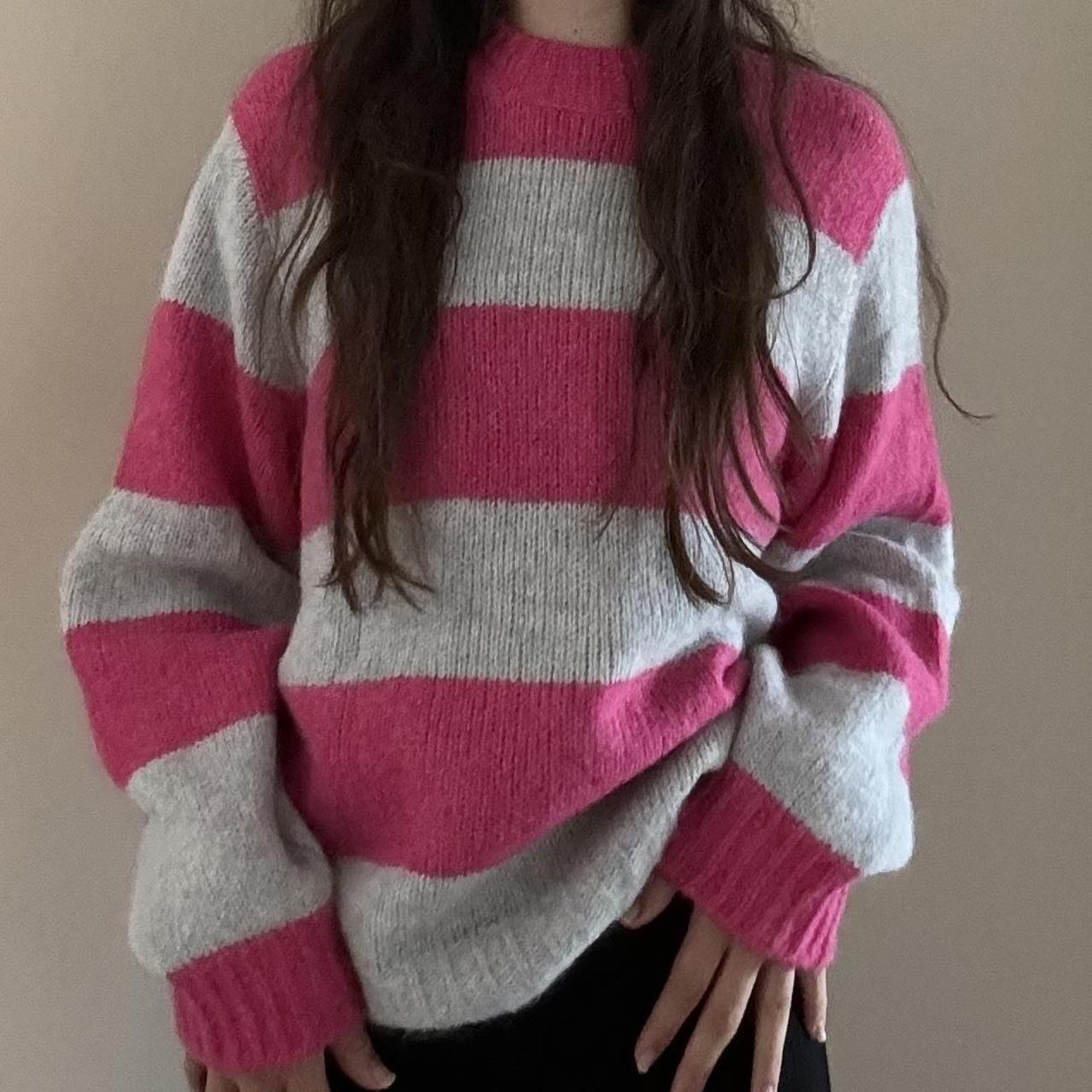 Pink grey and white sweater hotsell