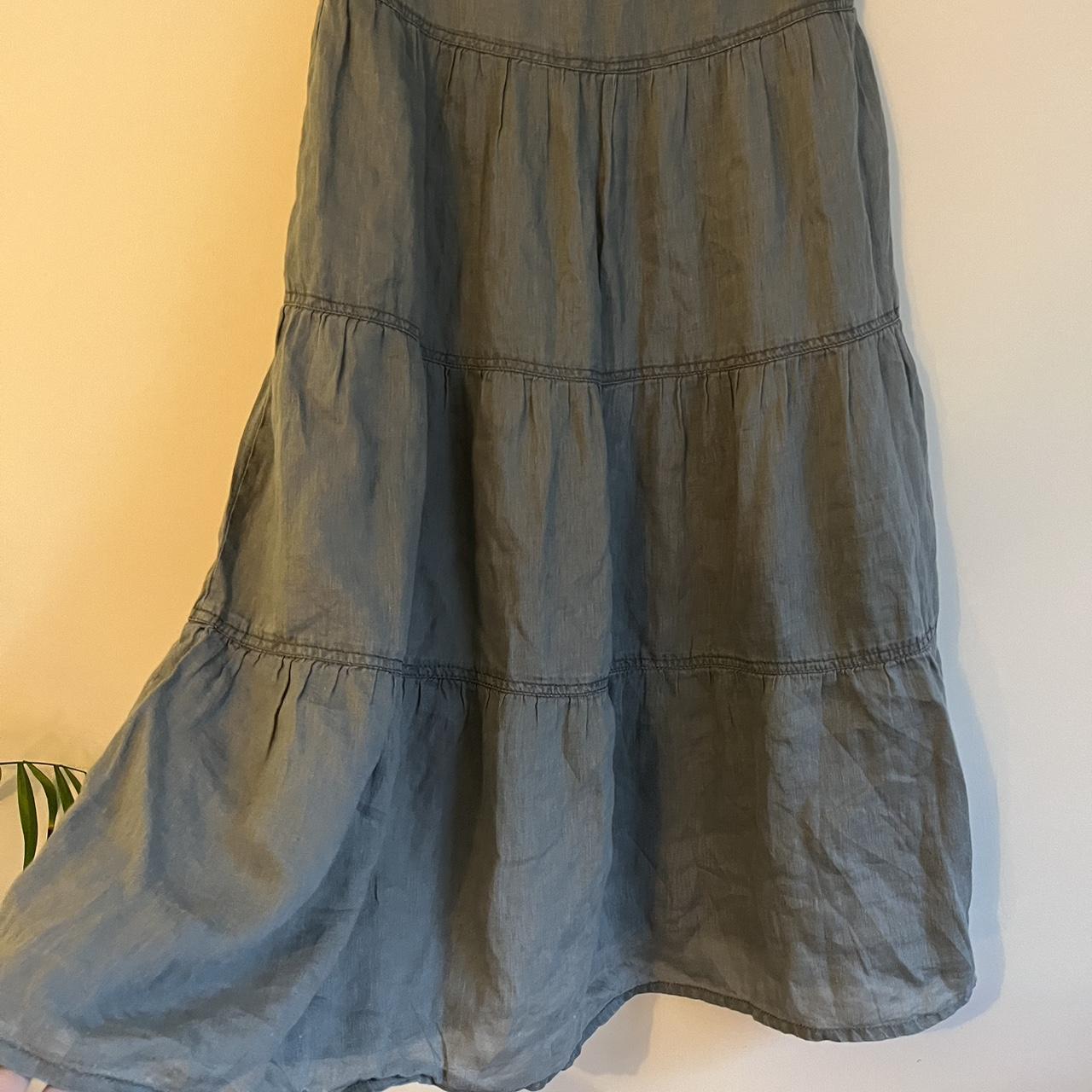 Khaki/grey linen boho skirt Size 10 Low waist fit,... - Depop