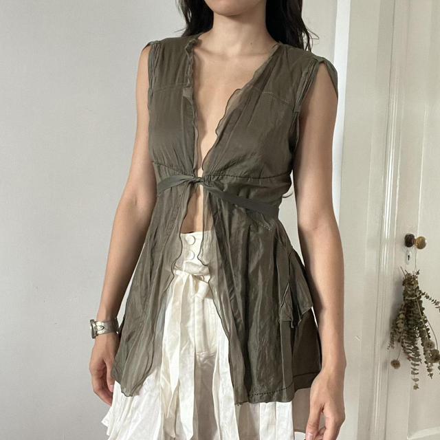 Marithe Francois Girbaud babydoll top. Button up | Depop