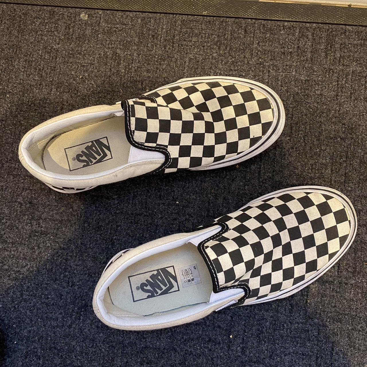 Chequered vans in black and white UK size 5. In... - Depop