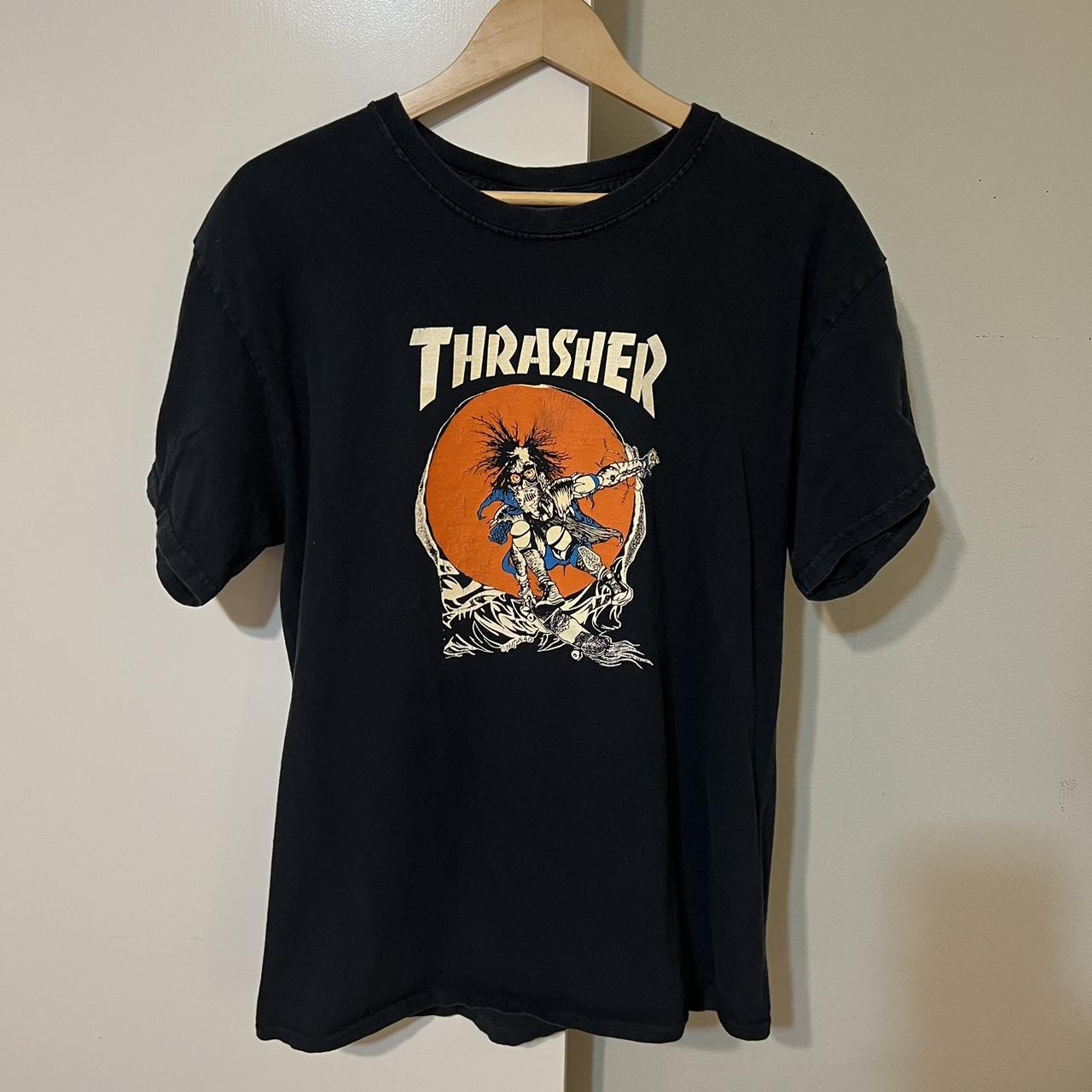 Vintage Thrasher Magazine Shirtsleeve t shirt... - Depop