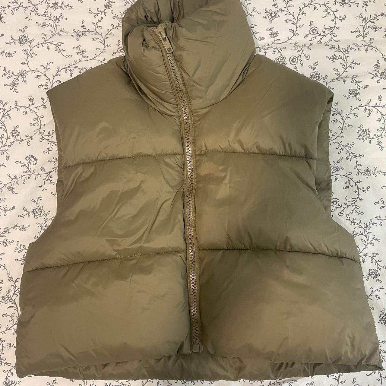 CROPPED PUFFER GILET - Khaki