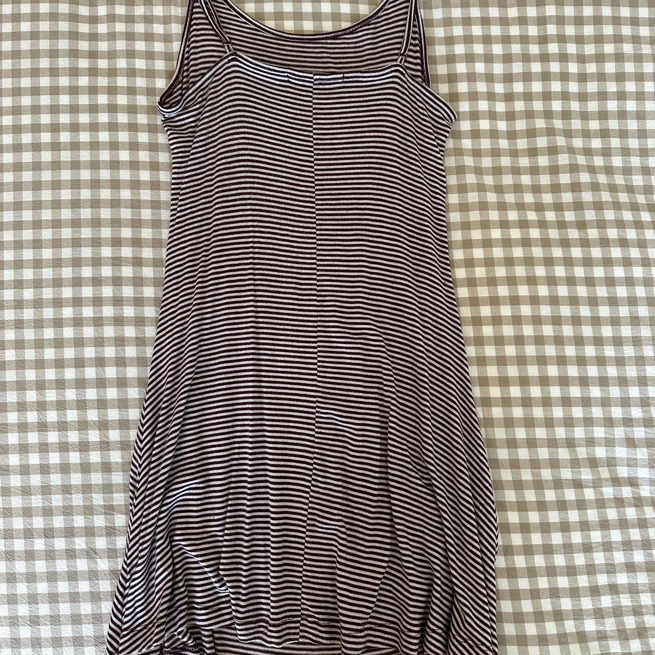 Brandy Melville maroon and white striped tank top... - Depop