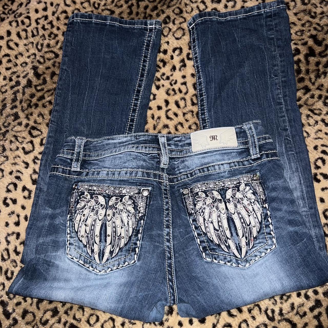 Miss Me Women's Navy and Blue Jeans | Depop