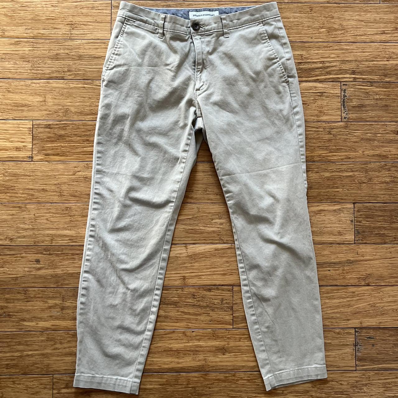 KHAKI CHINO PANTS Size: 30W x 28L Waist:... - Depop