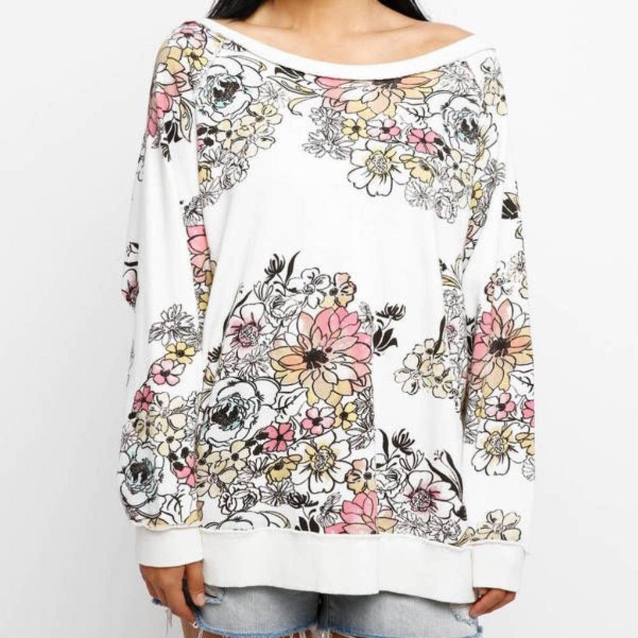 Free people hot sale floral sweatshirt