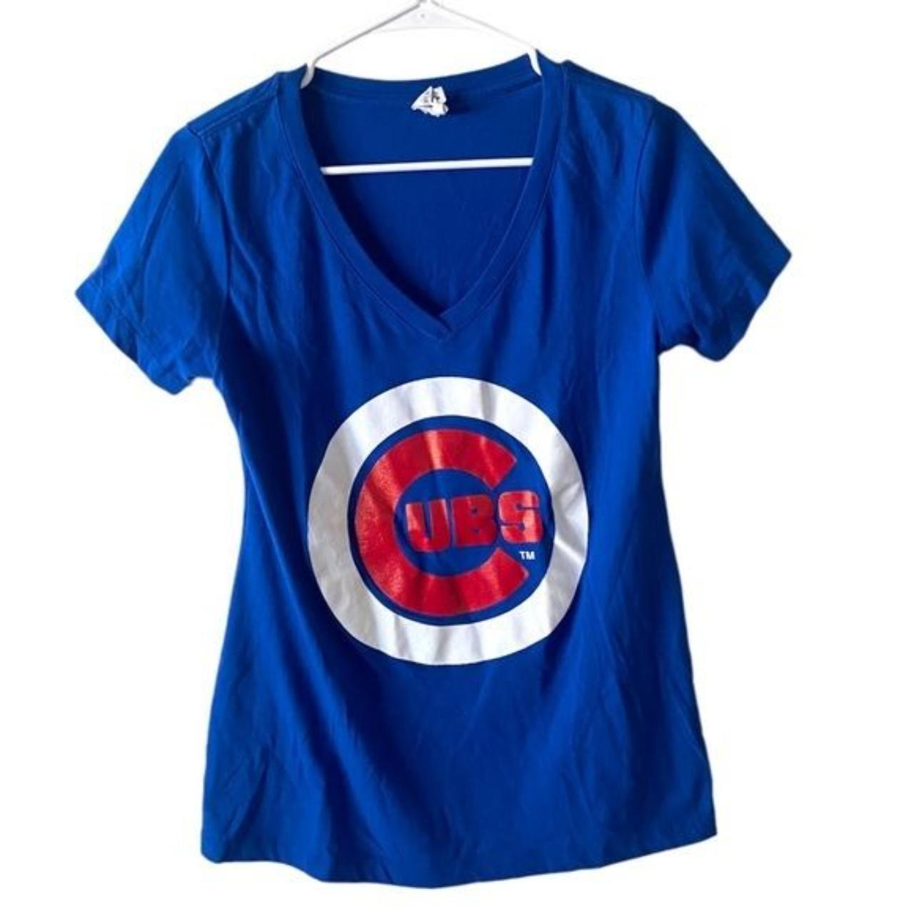 Wright and Ditson MLB Chicago Cubs Blue V-Neck Short - Depop