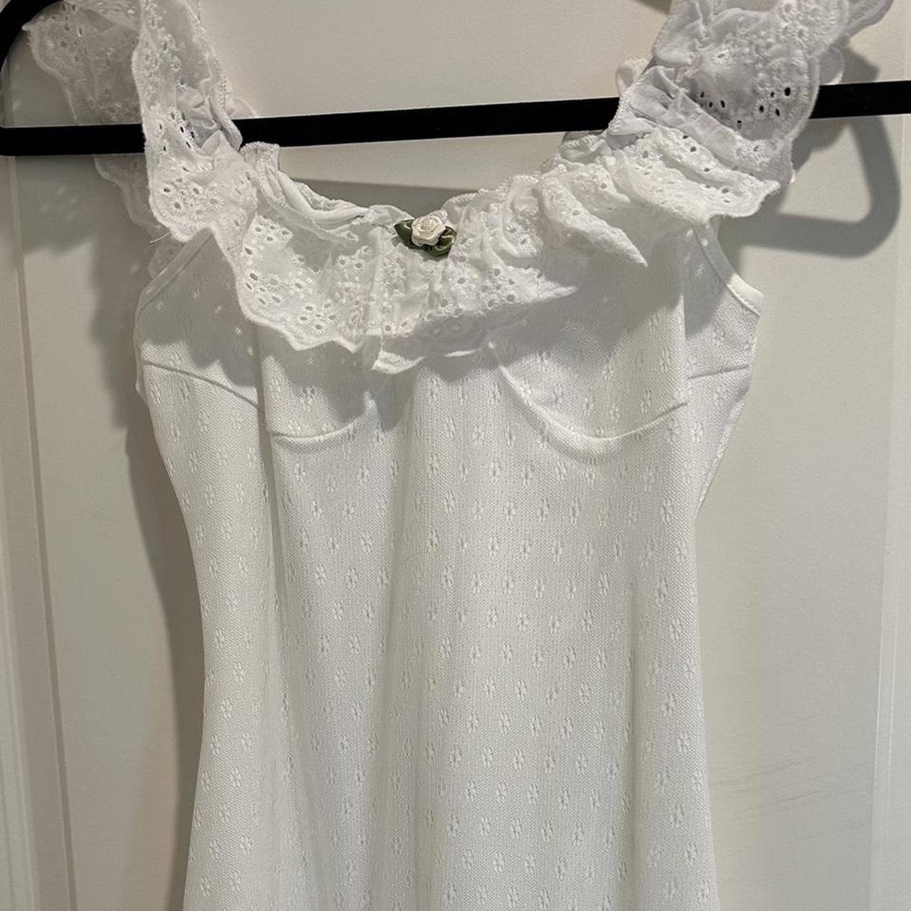White ruffled cider dress Size xs Depop