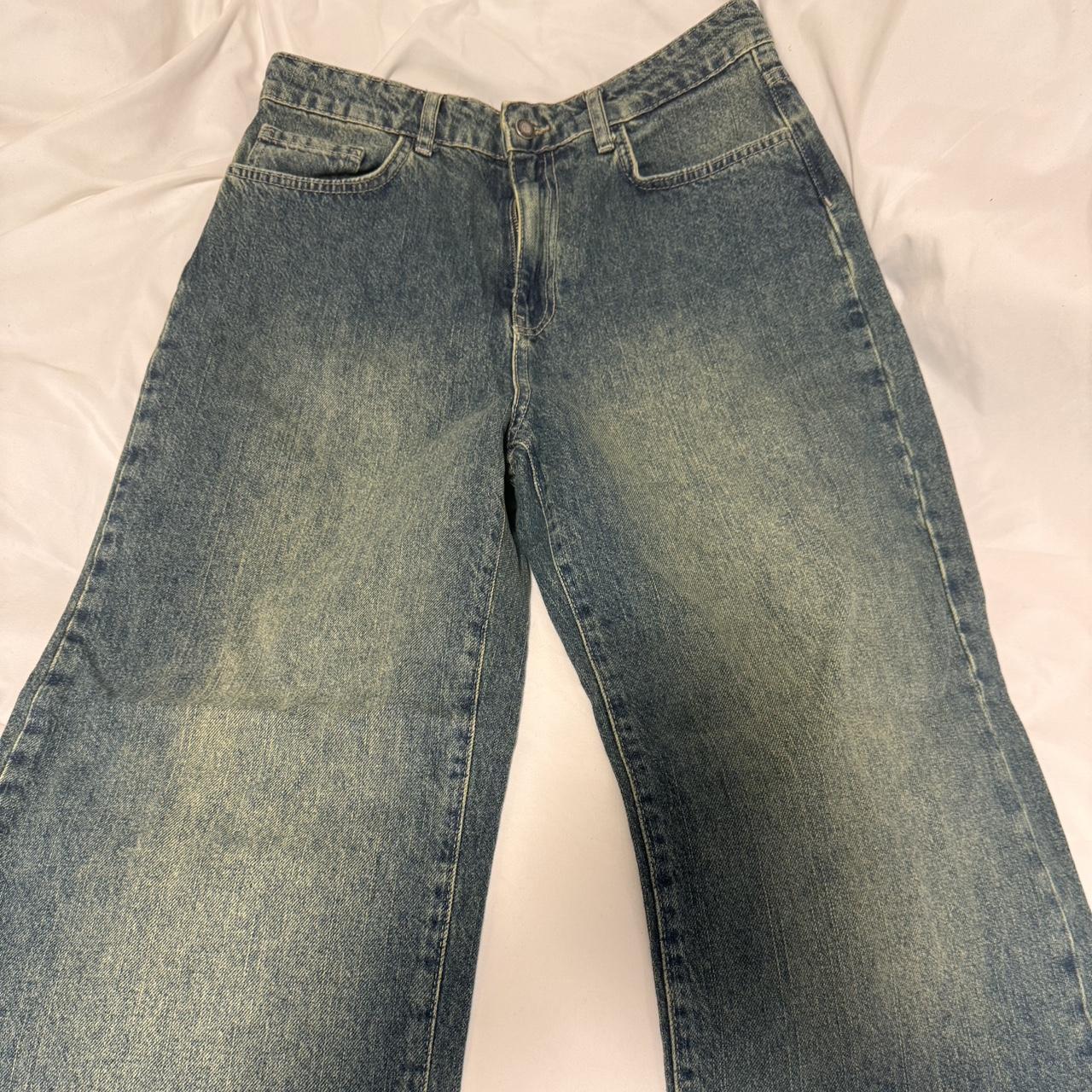 Stradivarius low waist baggy jeans in sea Depop