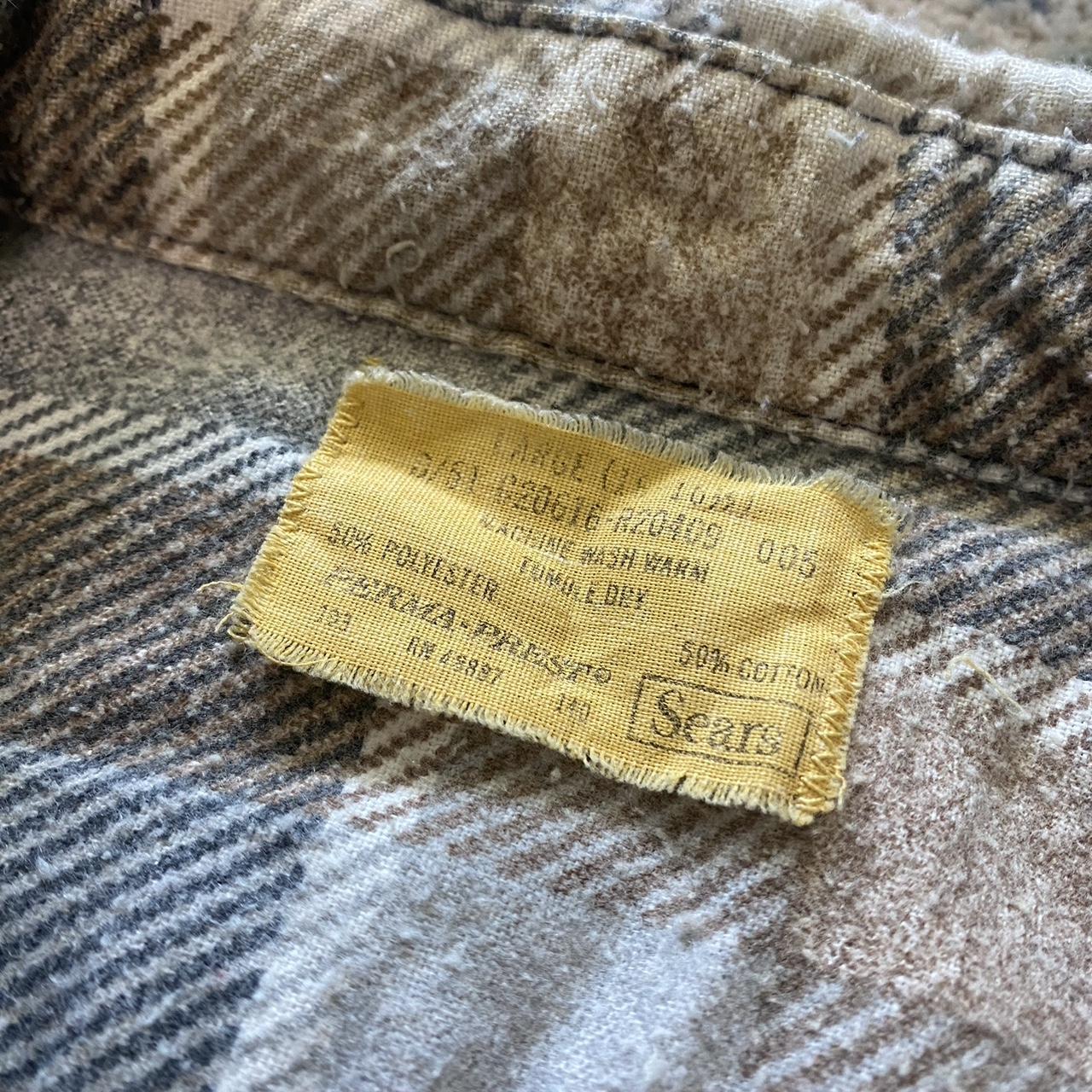 1970’s earth tone cotton Sears flannel Measures... - Depop