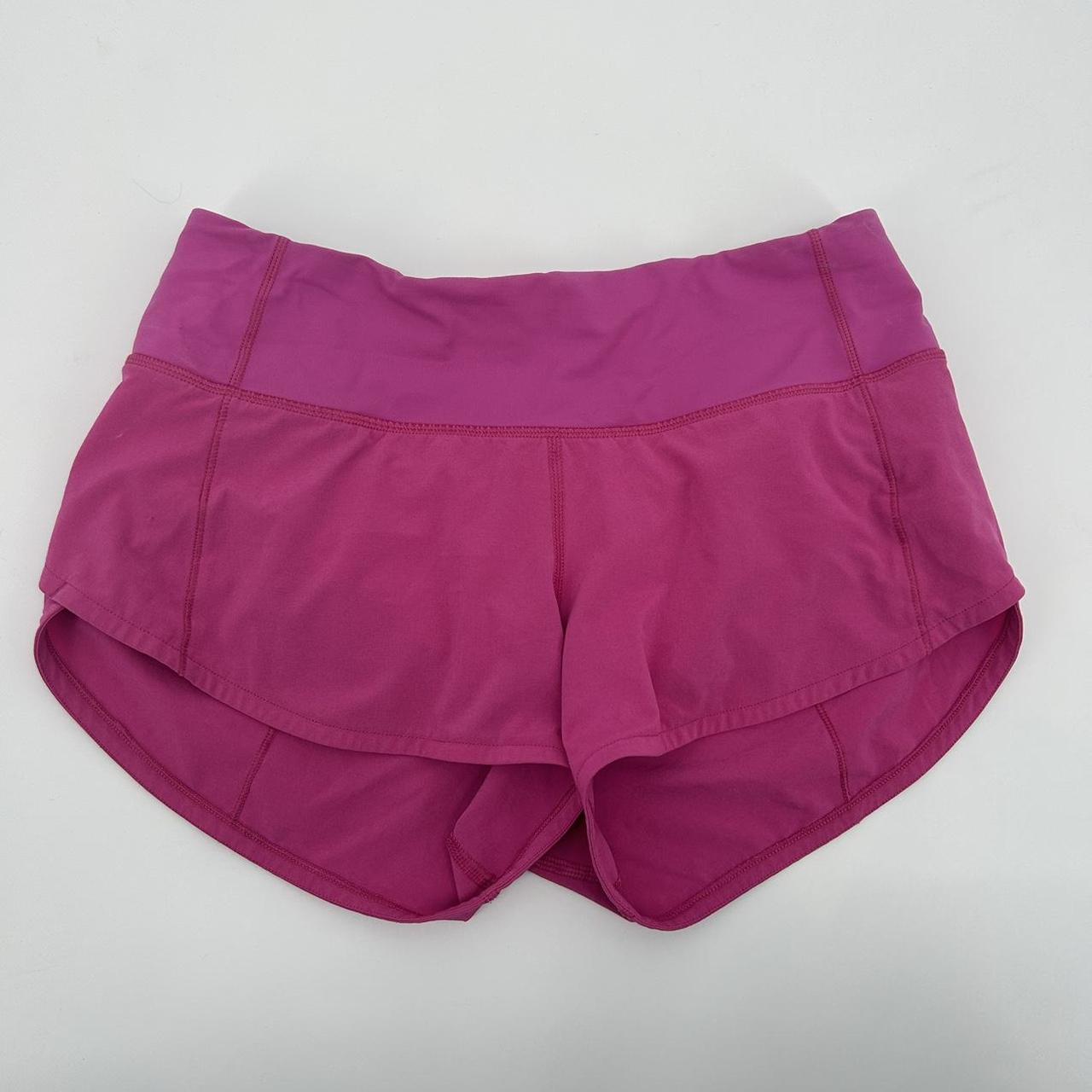 Lululemon Sonic Pink Low Rise Speed Up Shorts Size... - Depop