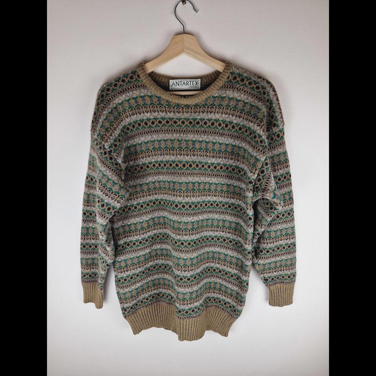 Mens Vintage Antartex Wool Green Jumper Sweater. Depop