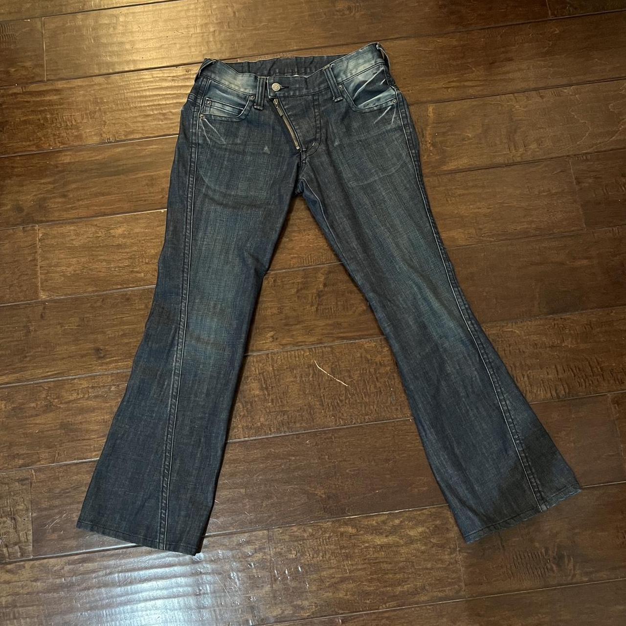 Tornado mart flared jeans 32x32 with asymmetrical...