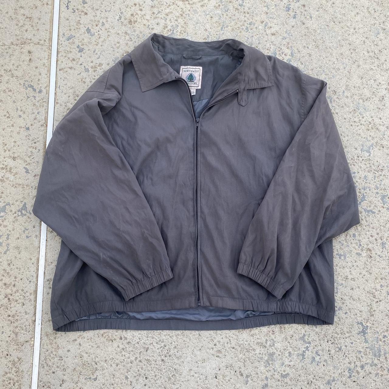 vintage 90s grayish collared windbreaker/jacket/coat... - Depop