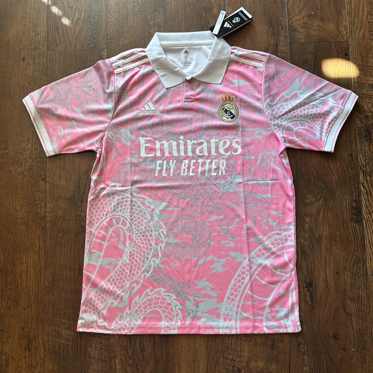 adidas Real Madrid 2020 - 2021 Womens Home Soccer Jersey Size Large White  Pink