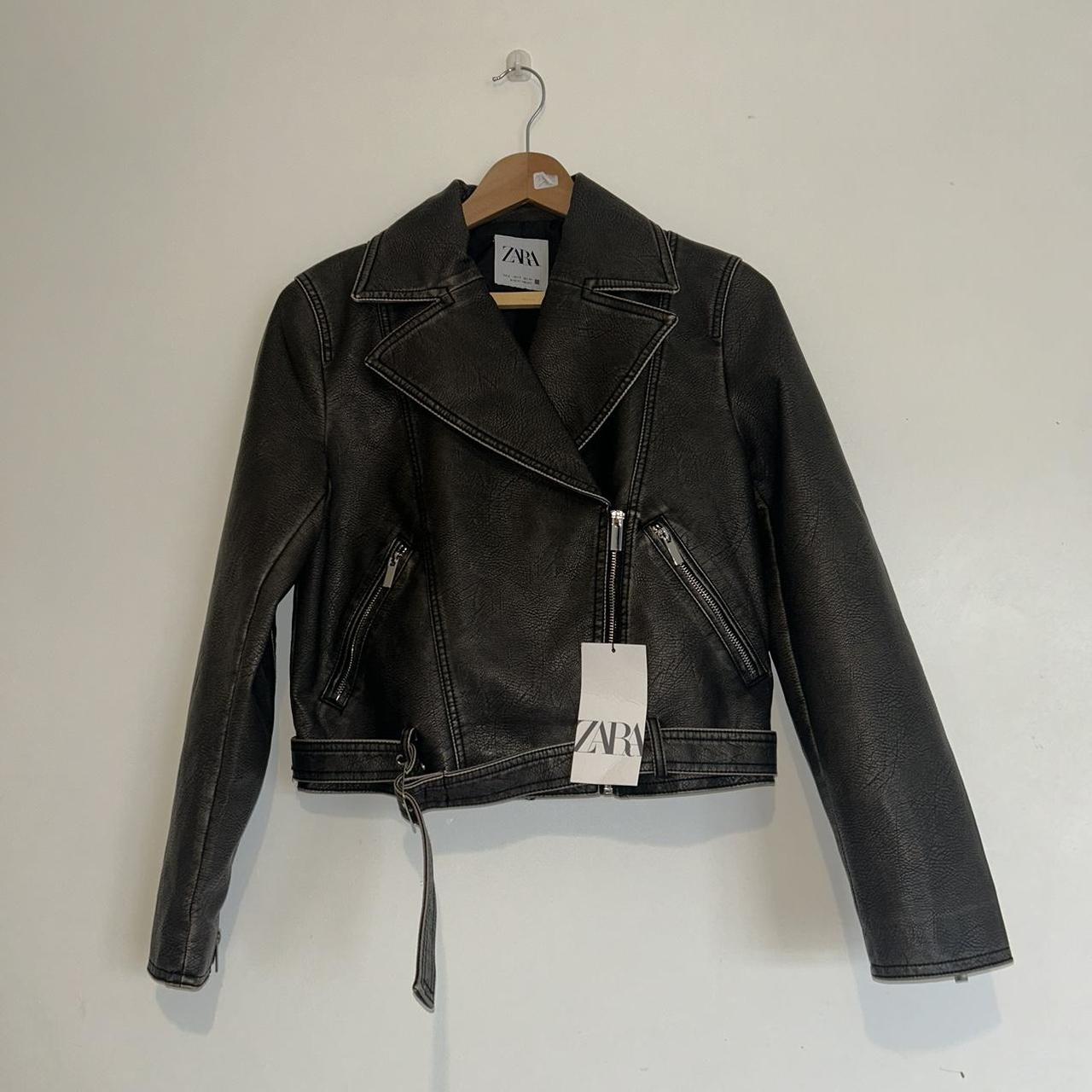 Faux leather clearance biker jacket zara