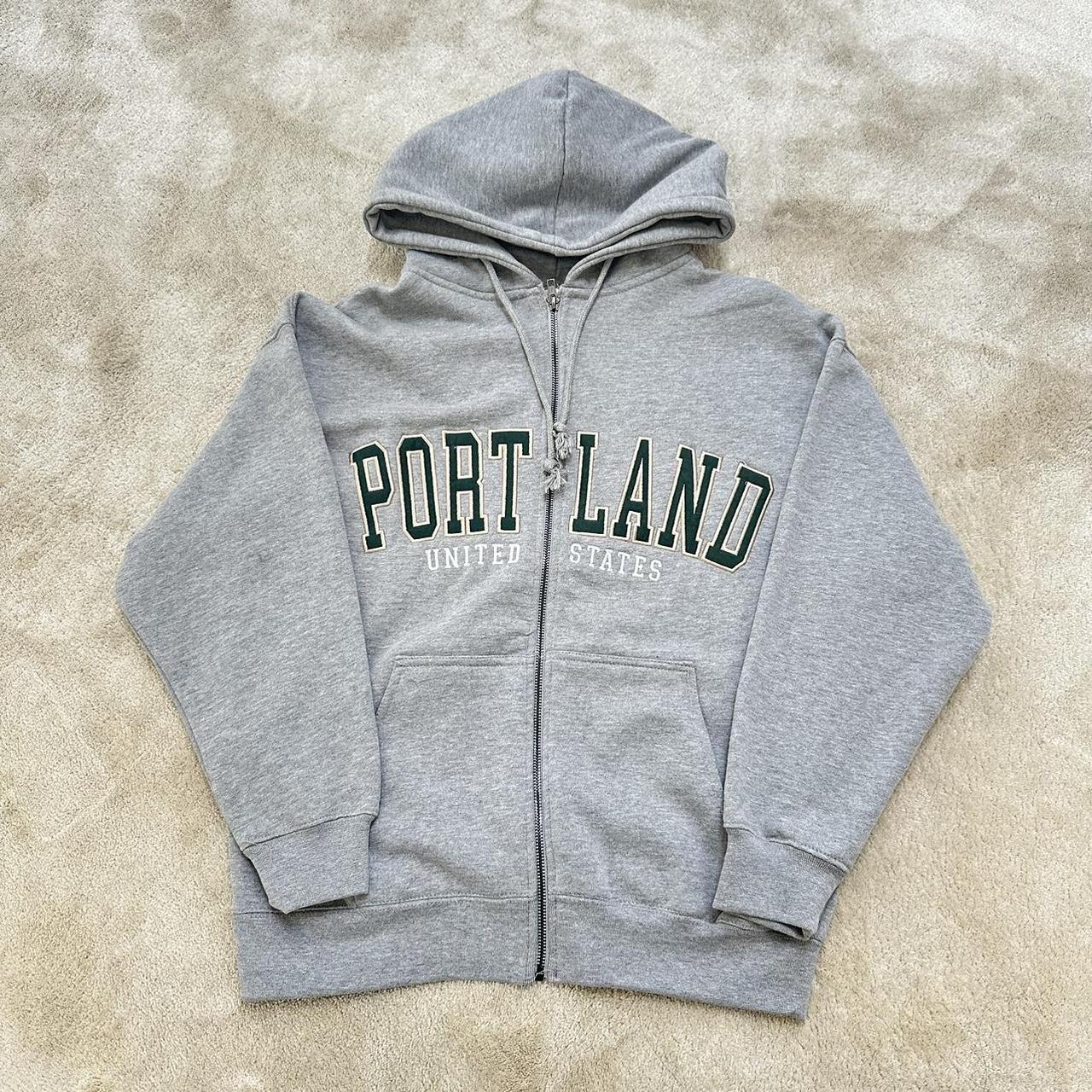 Grey Hoodie Pull Bear Pull And Bear Portland Graphic Zip-Up Hoodie