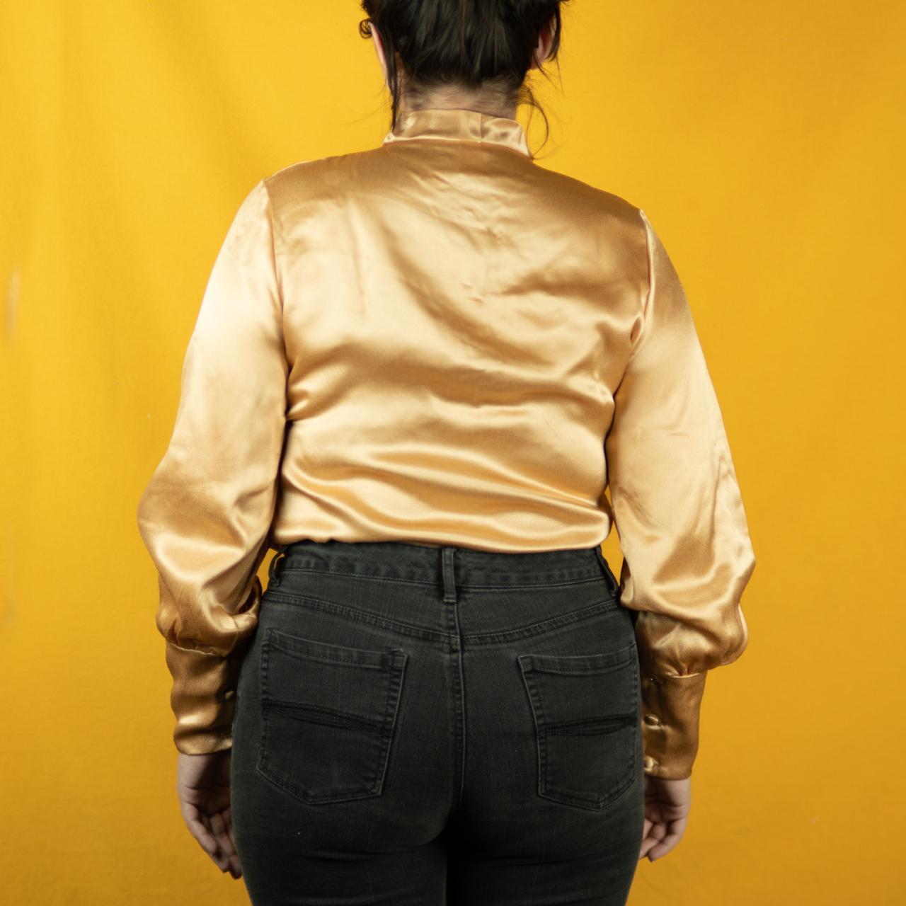 Vintage 1970s Golden Bodysuit Buttonup Shirt with... Depop