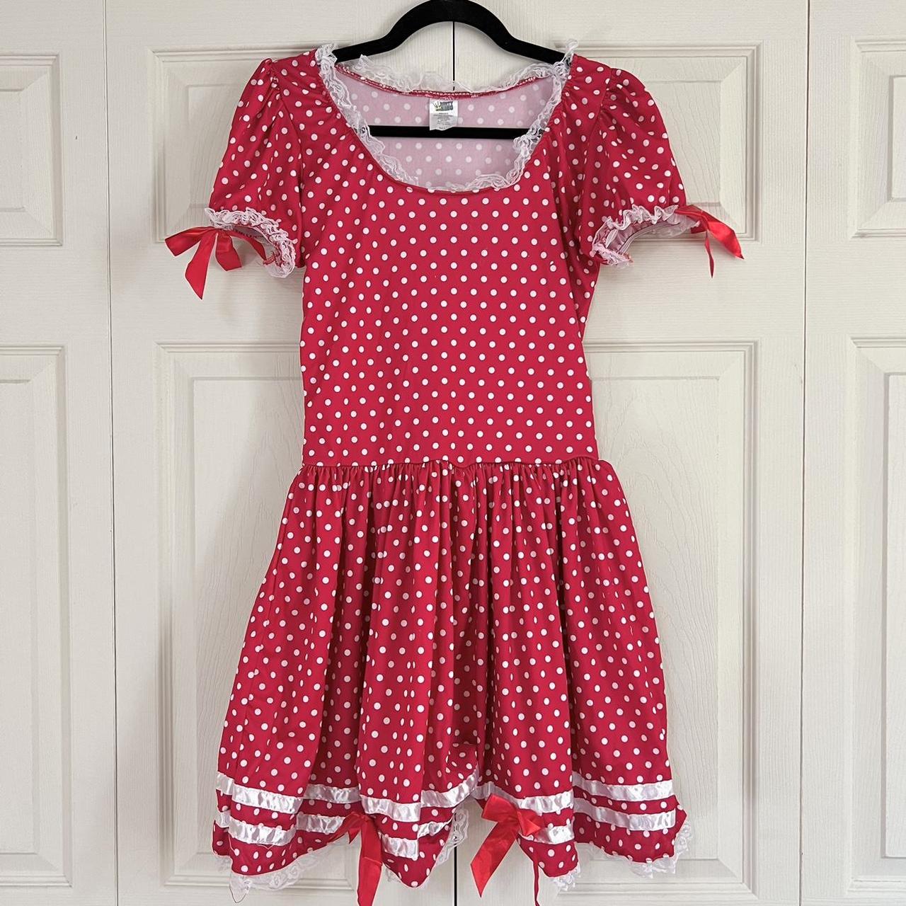 Minnie mouse pink and white polka dot sales dress