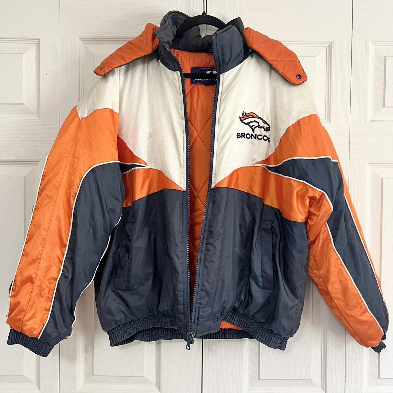 Vintage Pro Player Denver Broncos Jacket Men’s Size Large Orange Blue