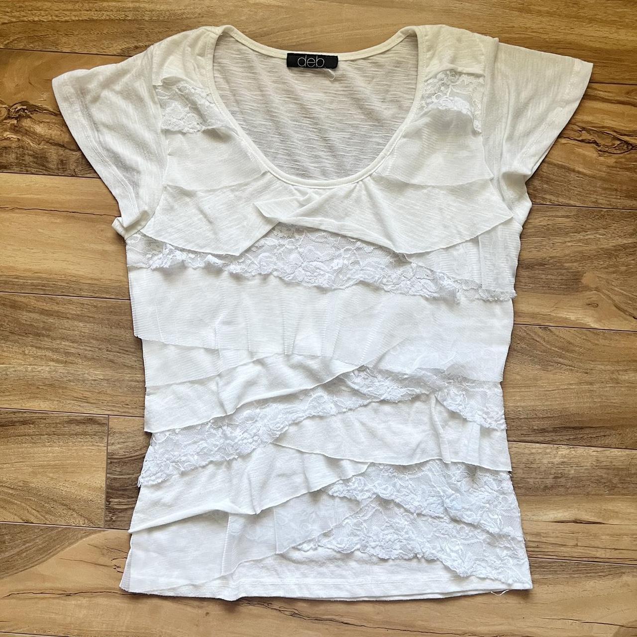 Deb Women's White and Cream T-shirt