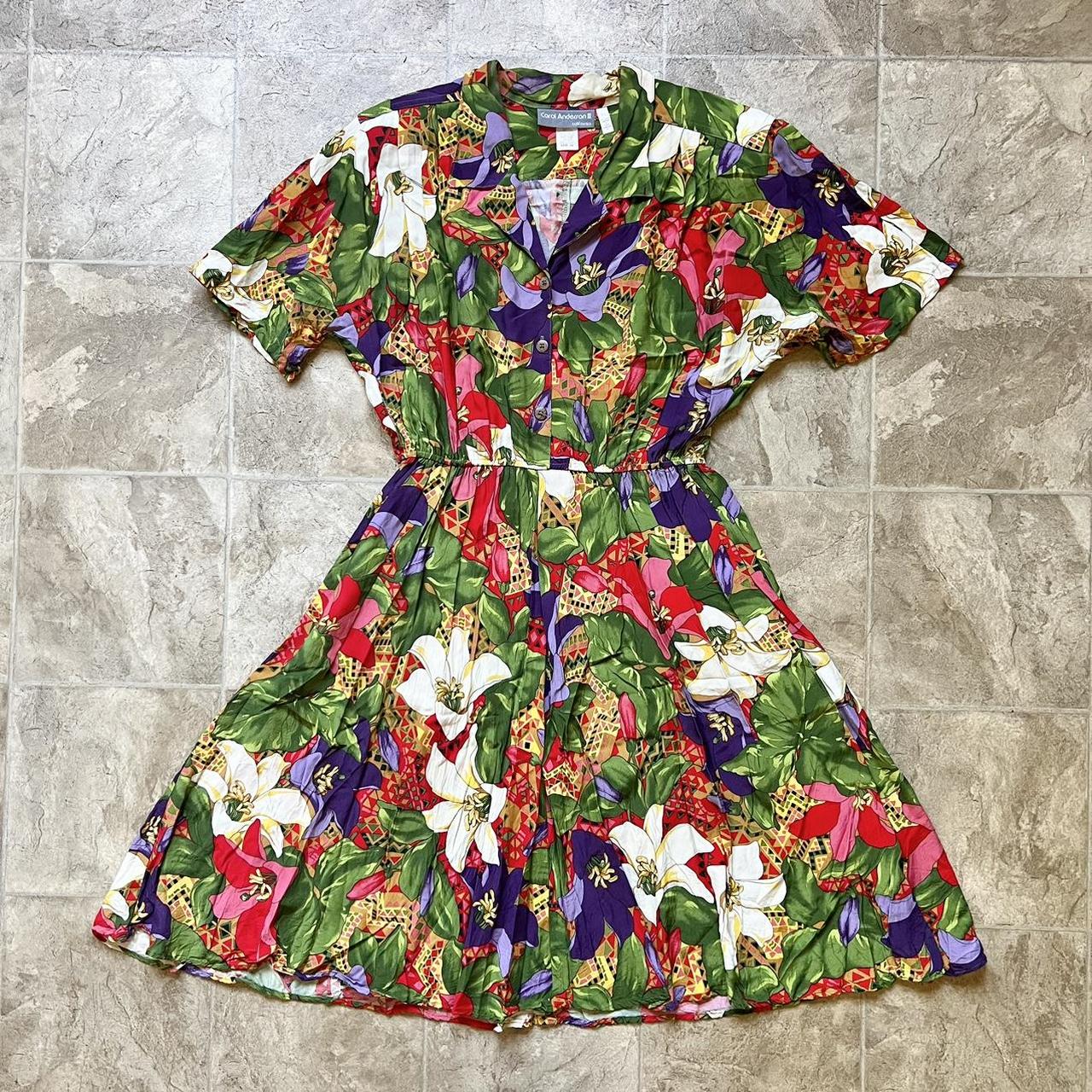 Vintage 80s multi outlets colored floral dress