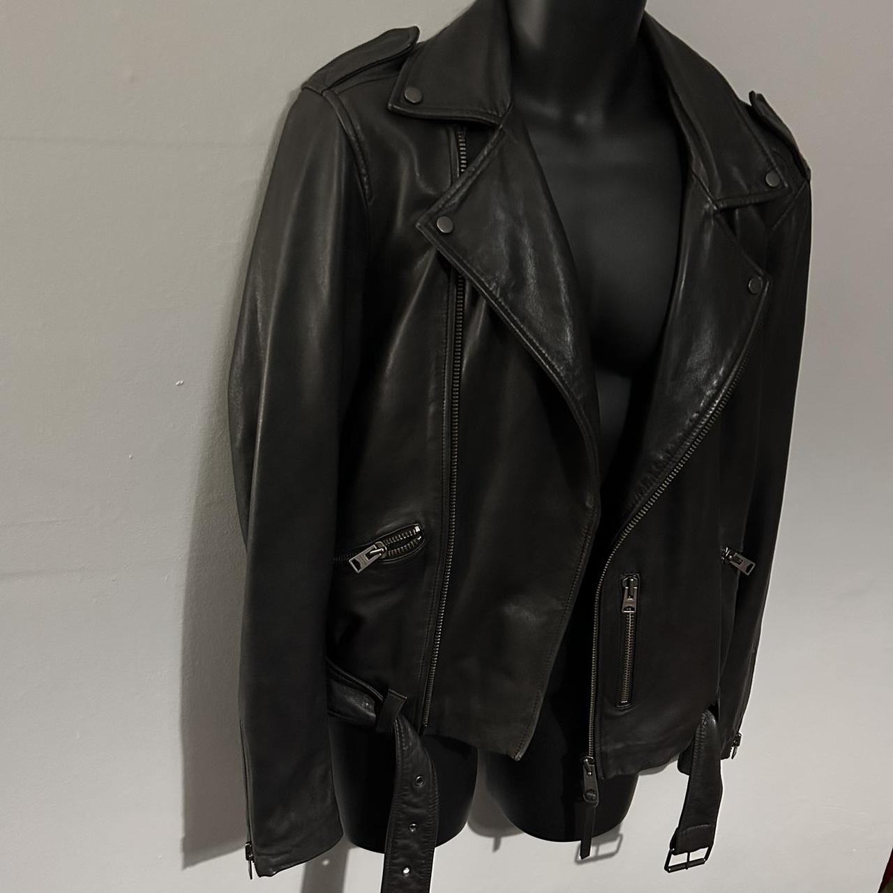 Allsaints kahawa leather biker cheap jacket