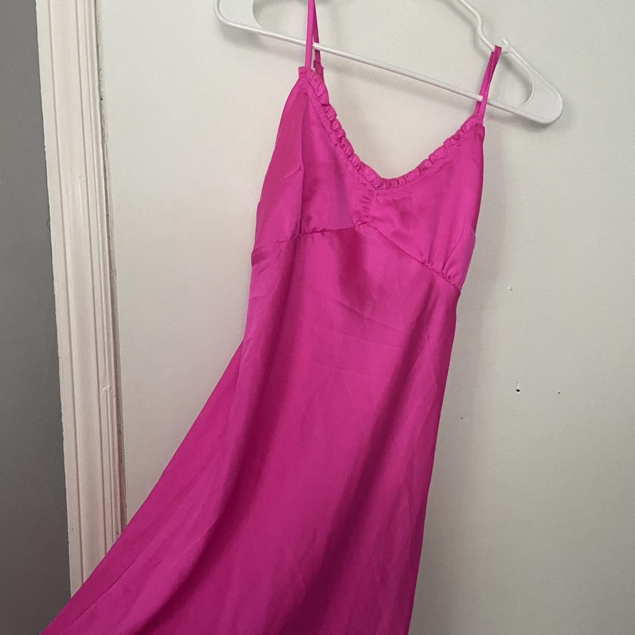 Long hot pink dress! - Size small, new condition... - Depop