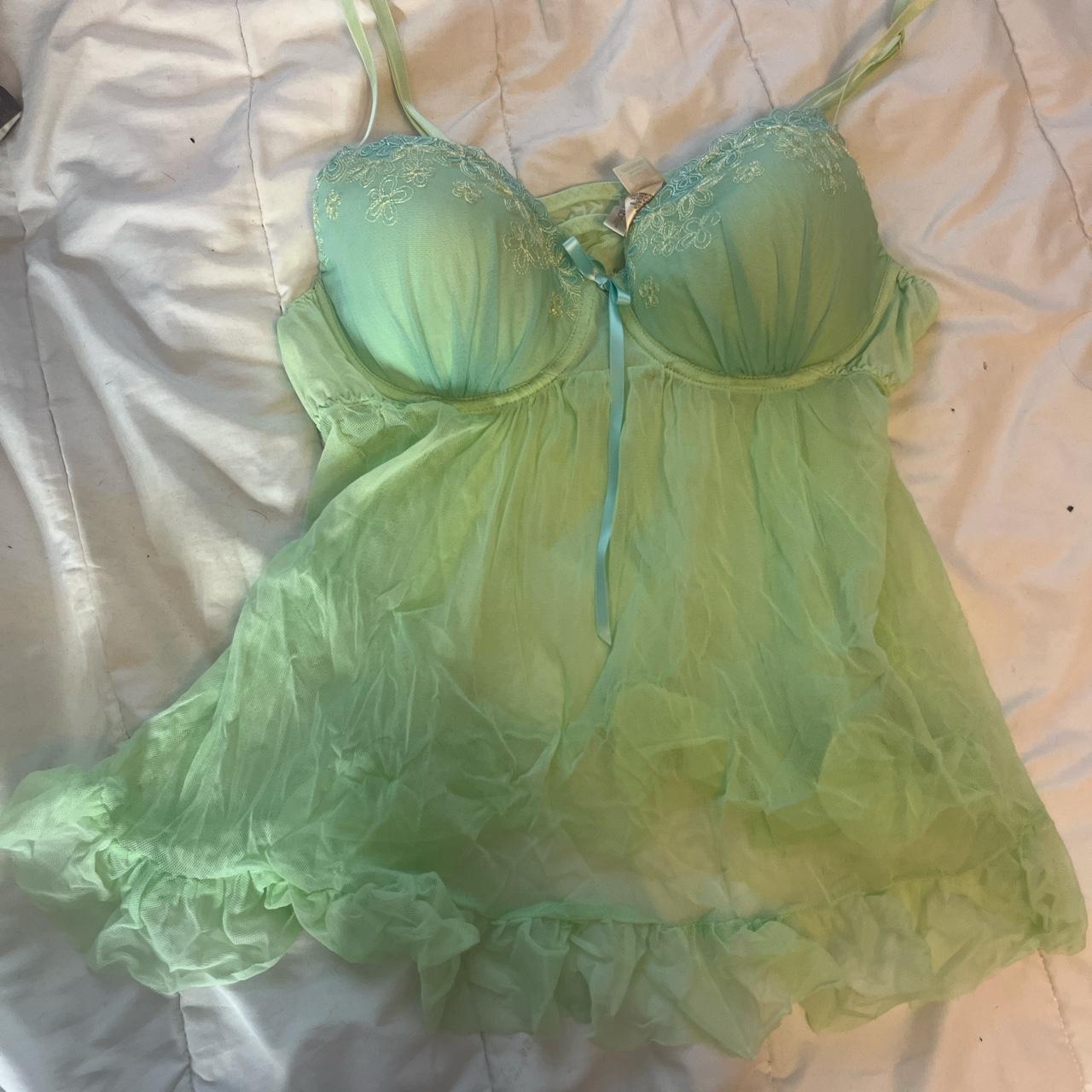 Victoria's Secret Women's Green and Blue Corset Depop