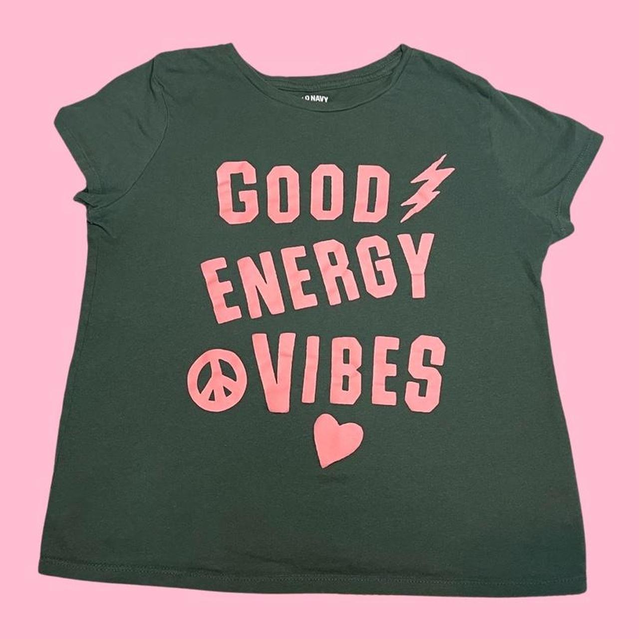 Old Navy Women's Green and Pink Tshirt Depop