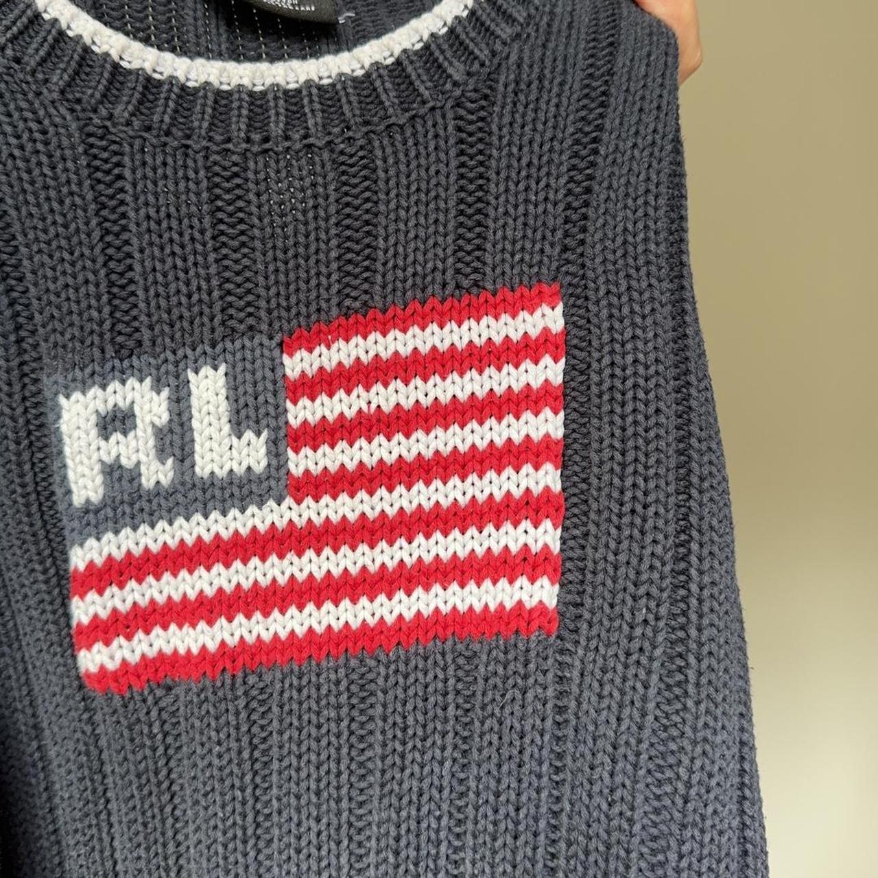 【SEAL限定商品】 navy Vintage ✨ jumper flag USA Lauren Ralph blue Depop | トップス