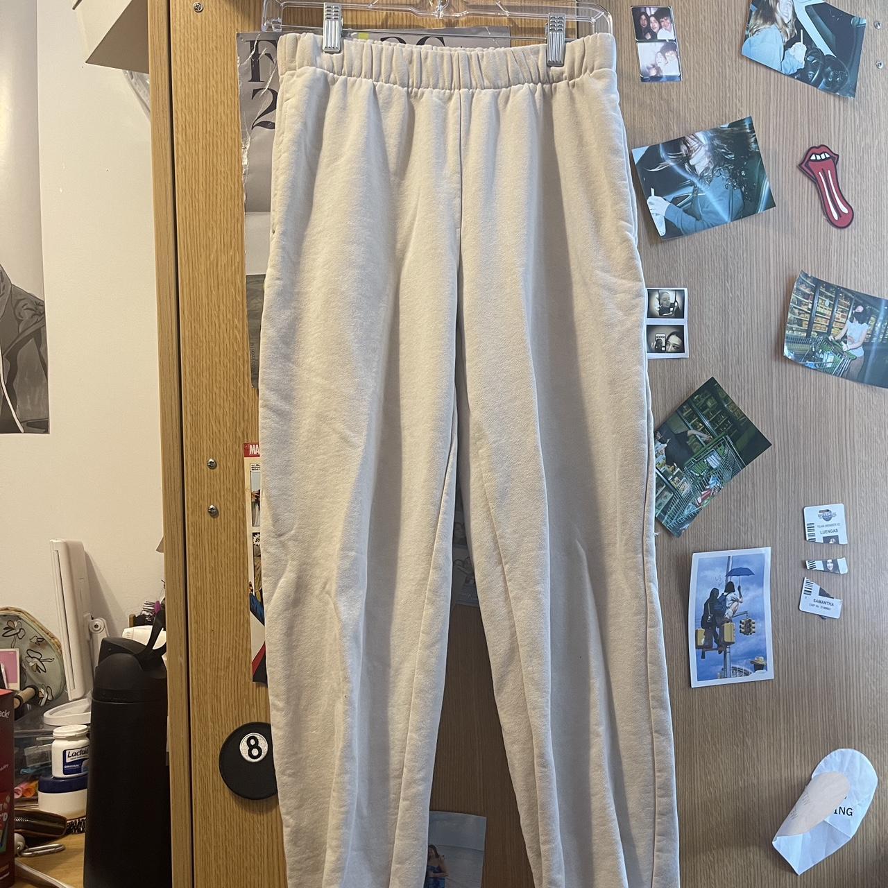 Brandy Melville Women's Cream and Tan Joggerstracksuits Depop