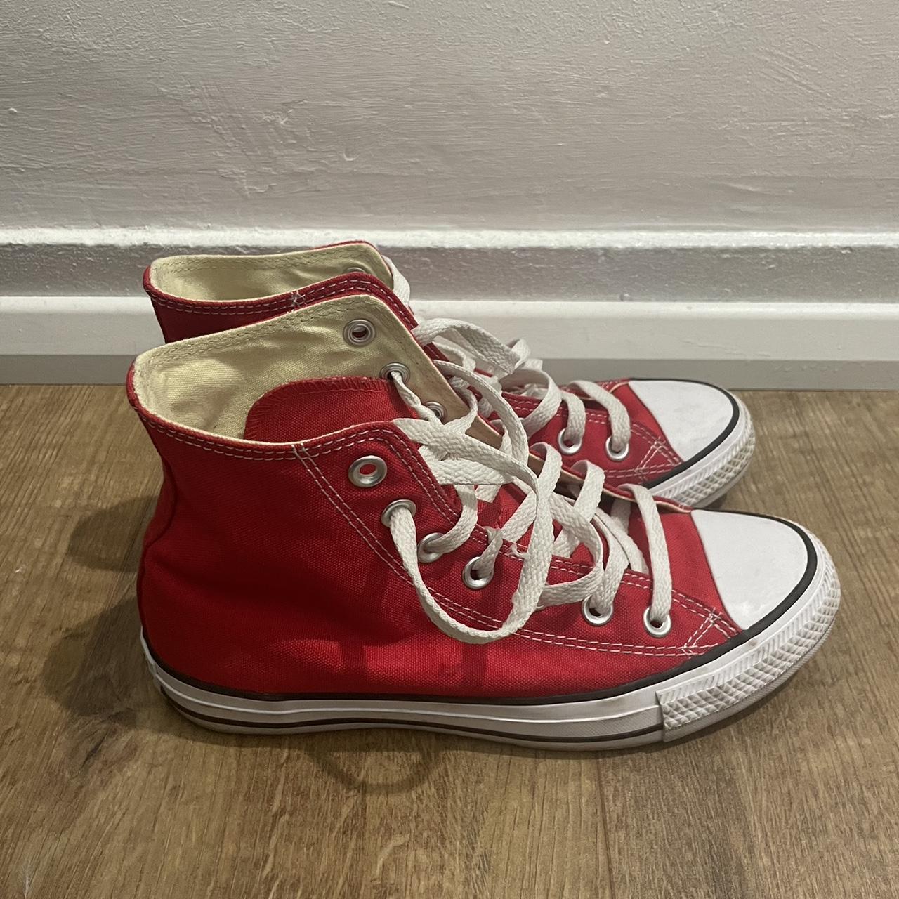 Size 5 Red converse in good condition! - Depop