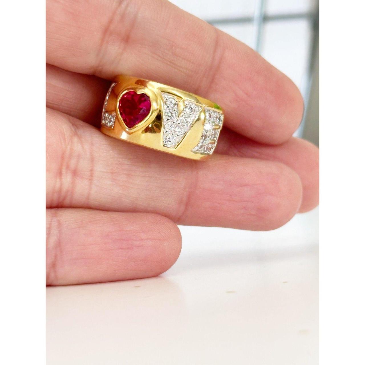 Source Unknown Women's Ring - Gold/Red – Wide gol… - image 3