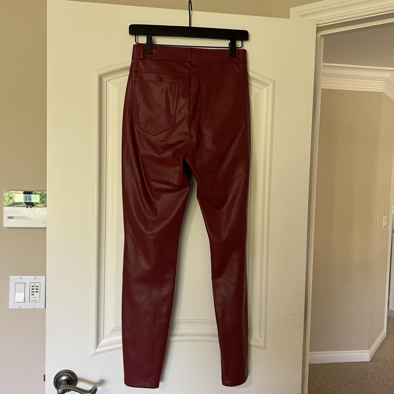 Zara Red Leather Pants #zara #leatherpants #red - Depop