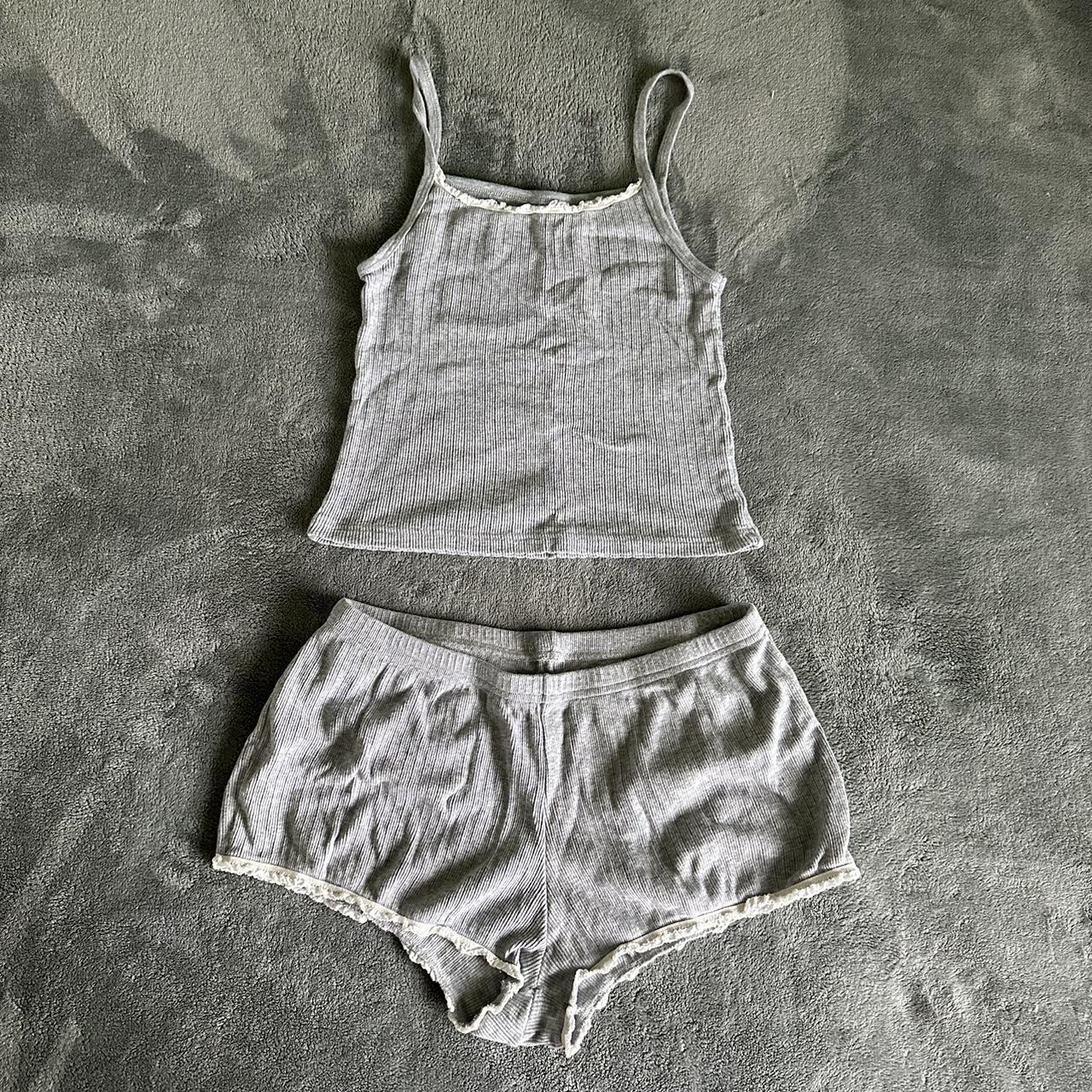 brandy melville set, blue heart lace tank and