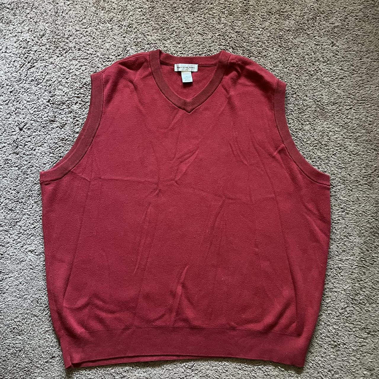 red oversized sweater vest size xl item will be... - Depop