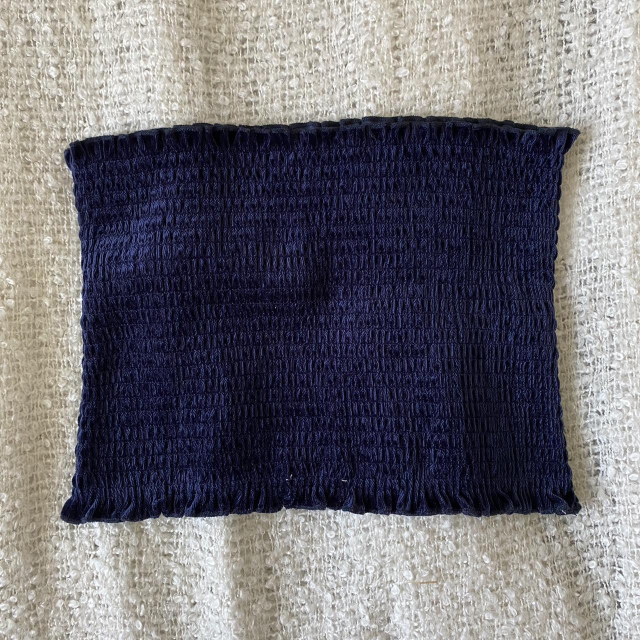 Hollister navy velour tube top - perfect for going... - Depop