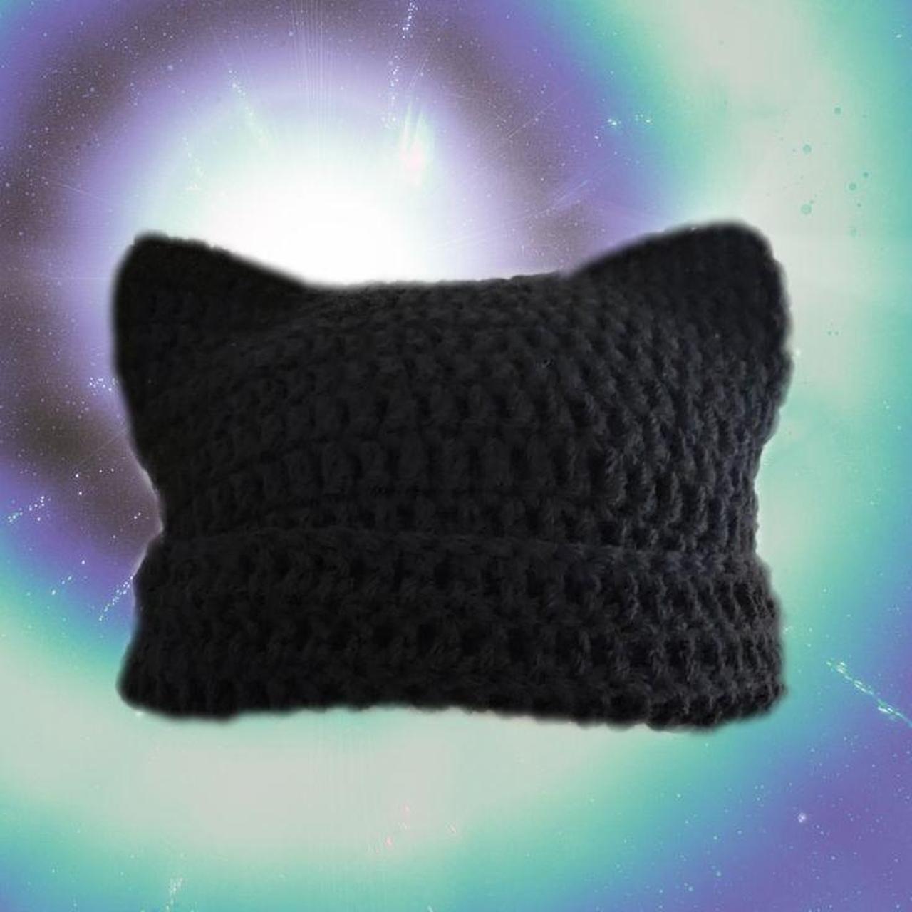 Black cat ear beanie :) This item is made to... - Depop