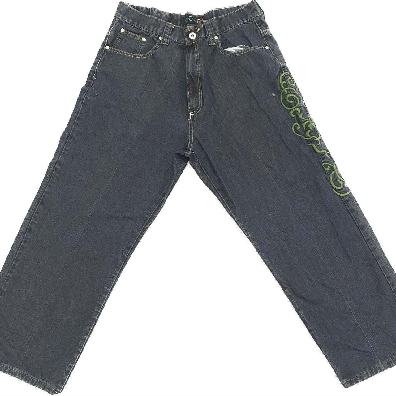 Coogi Men's Black and Green Jeans Depop
