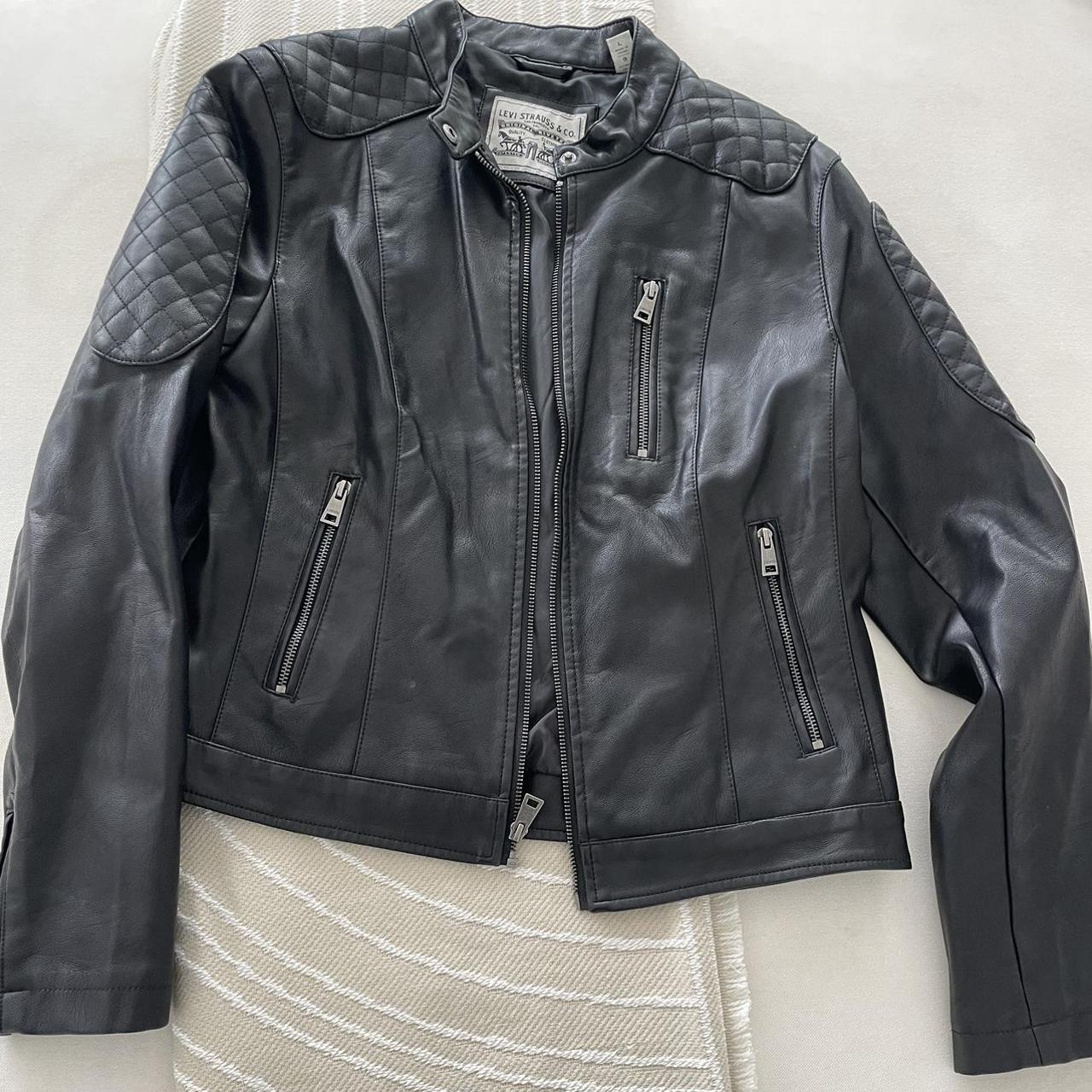Cropped leather jacket:) - Depop